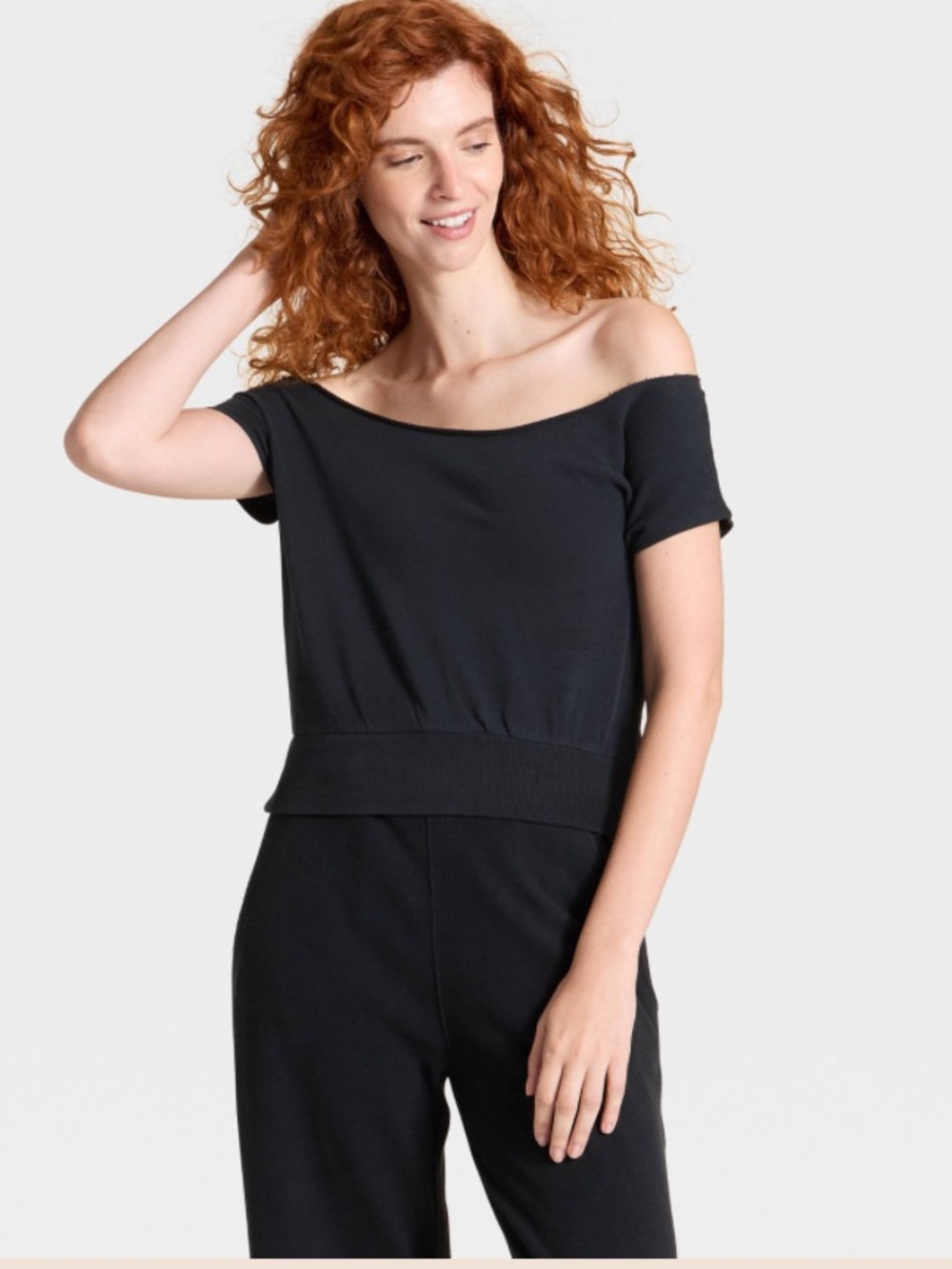 Women's Short Sleeve Off the Shoulder Suede Top - Universal Thread™ Black new 🆕